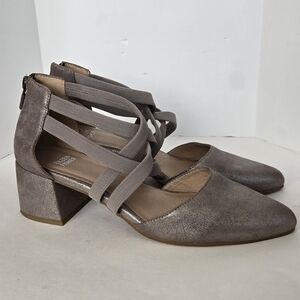 Eileen Fisher Metallic Gray Block Heels